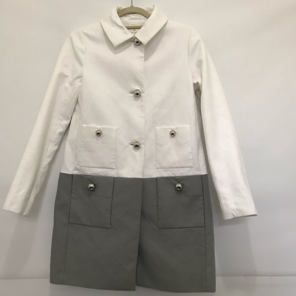 Kate Spade Two-Tone White and Gray Women's Coat Size 4